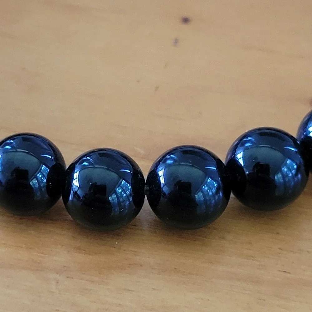 Black Bead Stretch Bracelet I Love You To The Moon And Back Charm